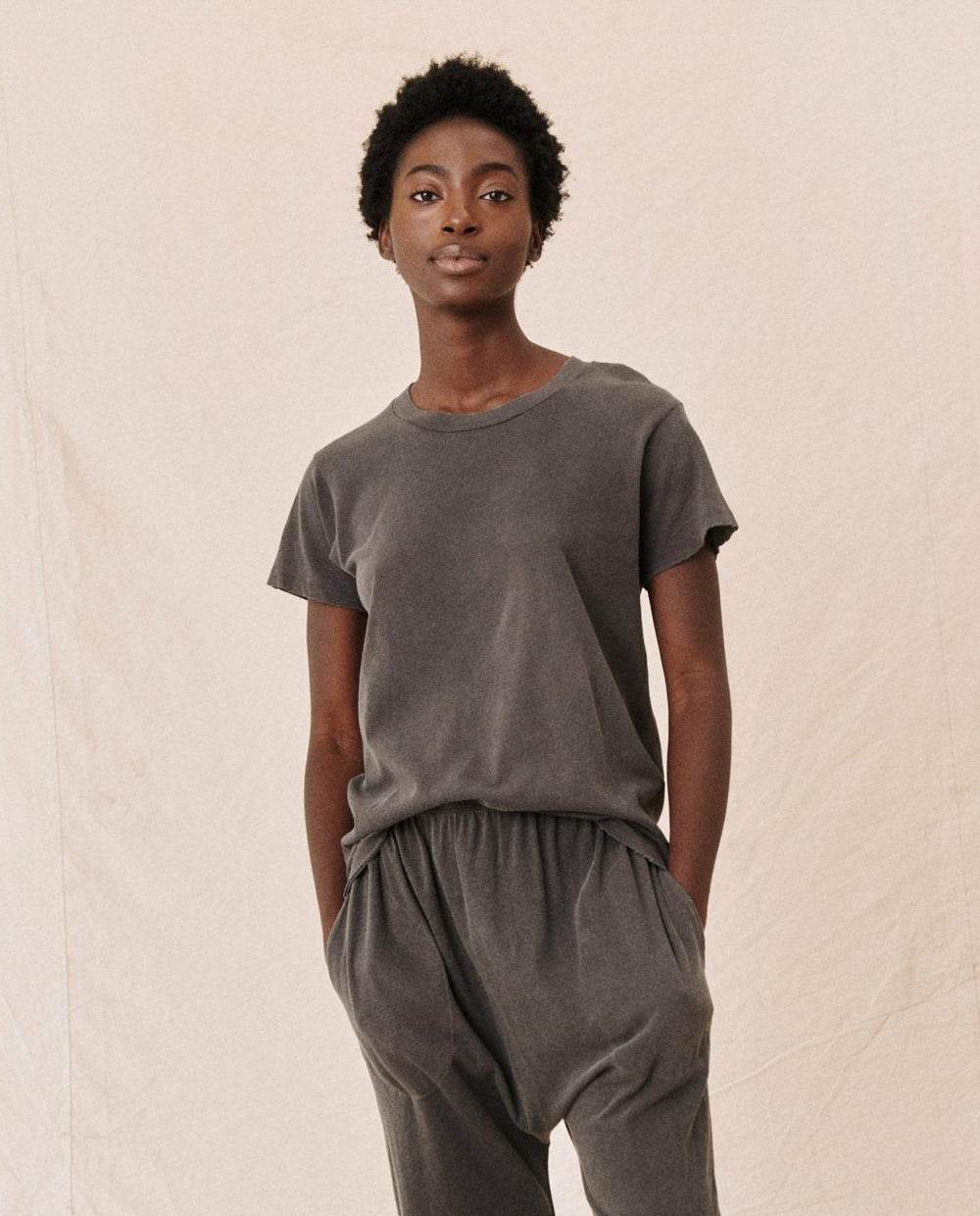 The Great. Tees | The Slim Tee. Washed Black - Women