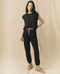 The Great. Tees | The Square Tee. Almost Black - Women