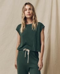 The Great. Tees | The Square Tee. Solid Deep Sea Green - Women