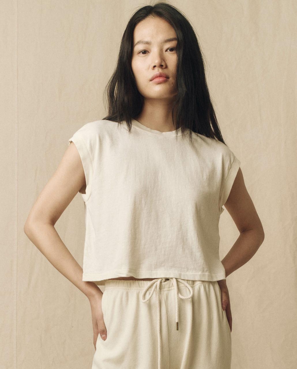 The Great. Tees | The Square Tee. Washed White - Women