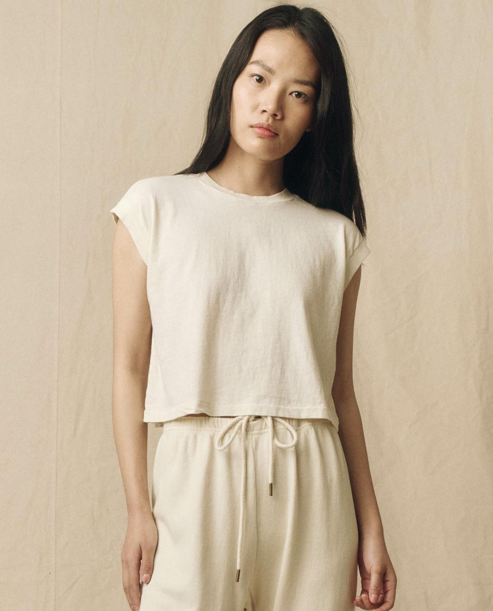 The Great. Tees | The Square Tee. Washed White - Women