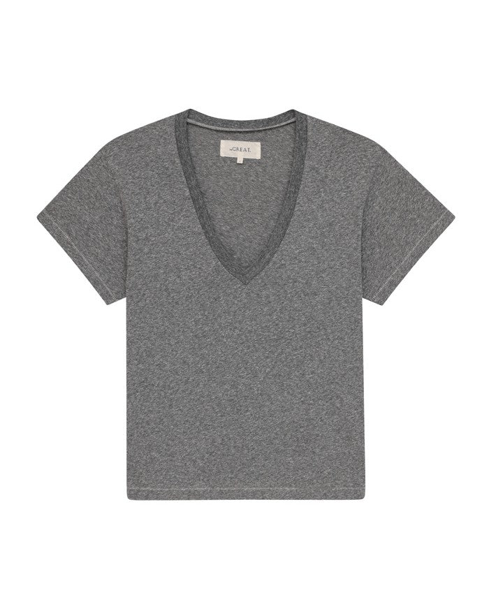 The Great. Tees | The V Heather Grey - Women