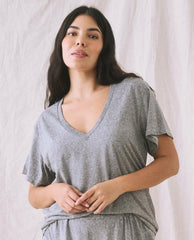 The Great. Tees | The V Heather Grey - Women
