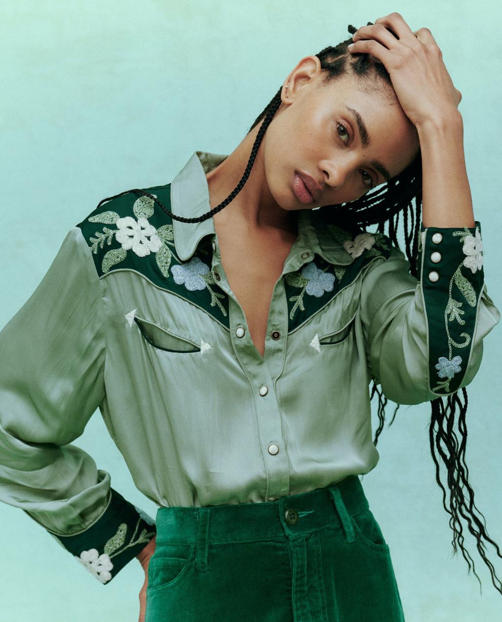 The Great. Tops | The Western Heritage Shirt. Dried Sage - Women