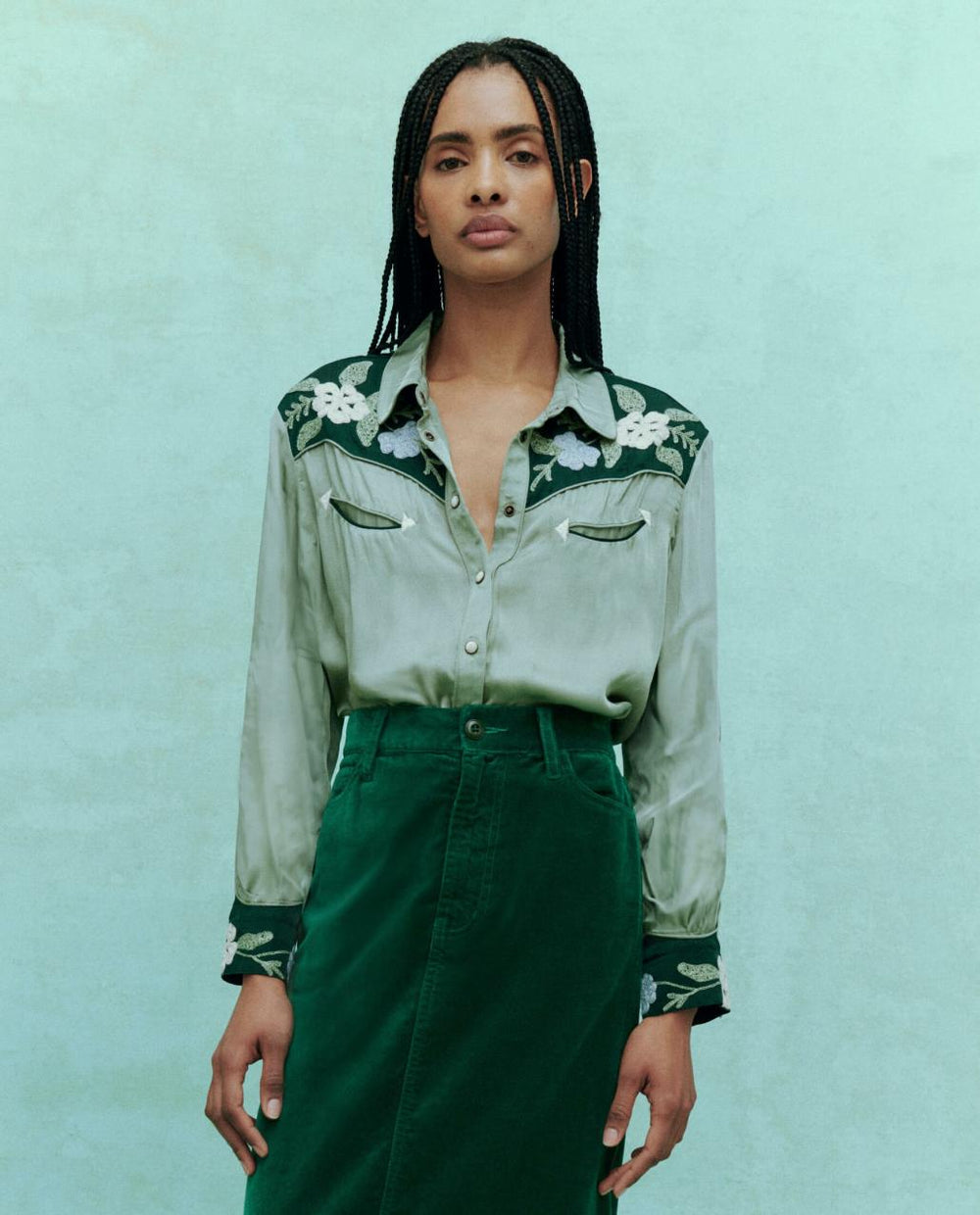 The Great. Tops | The Western Heritage Shirt. Dried Sage - Women