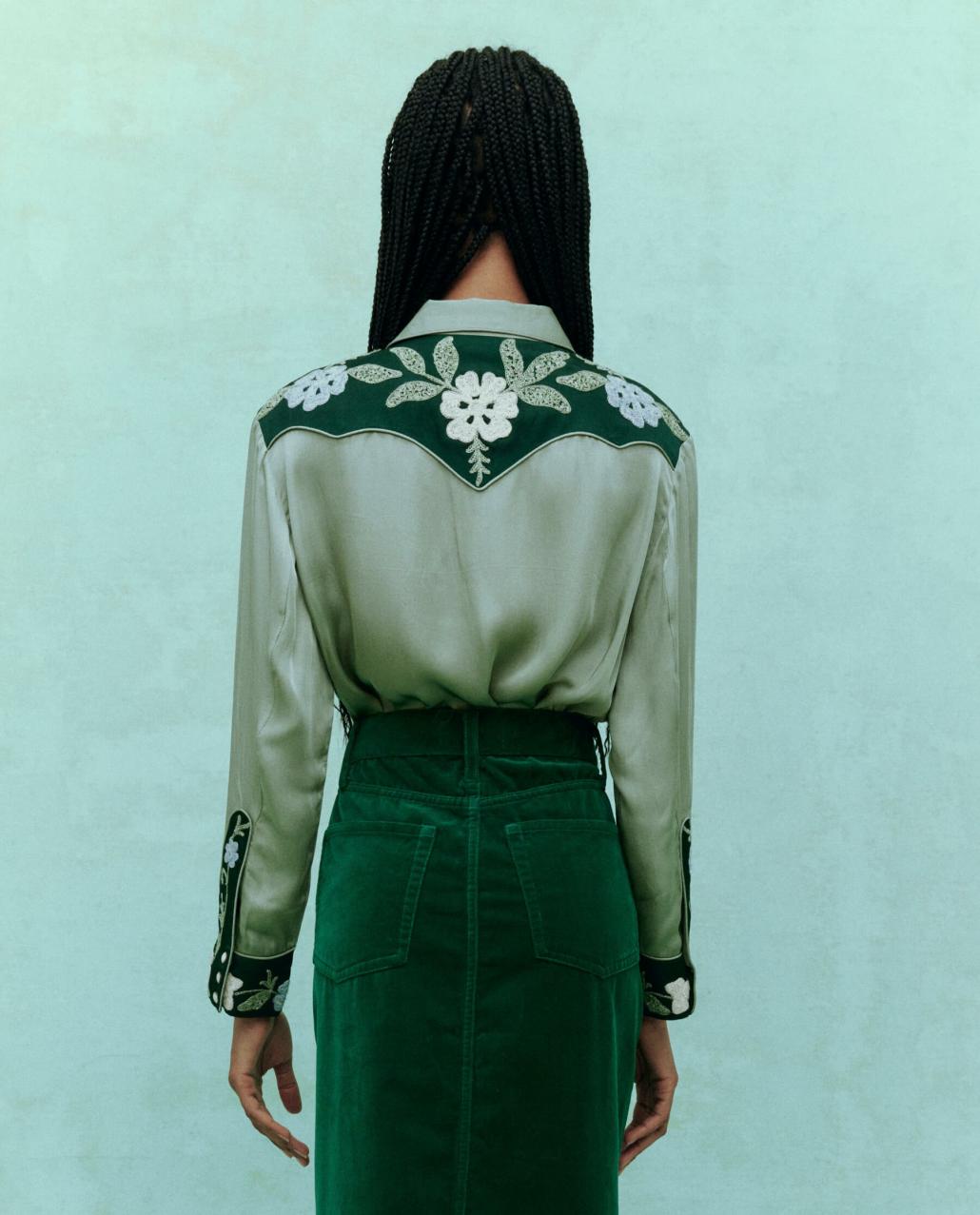 The Great. Tops | The Western Heritage Shirt. Dried Sage - Women