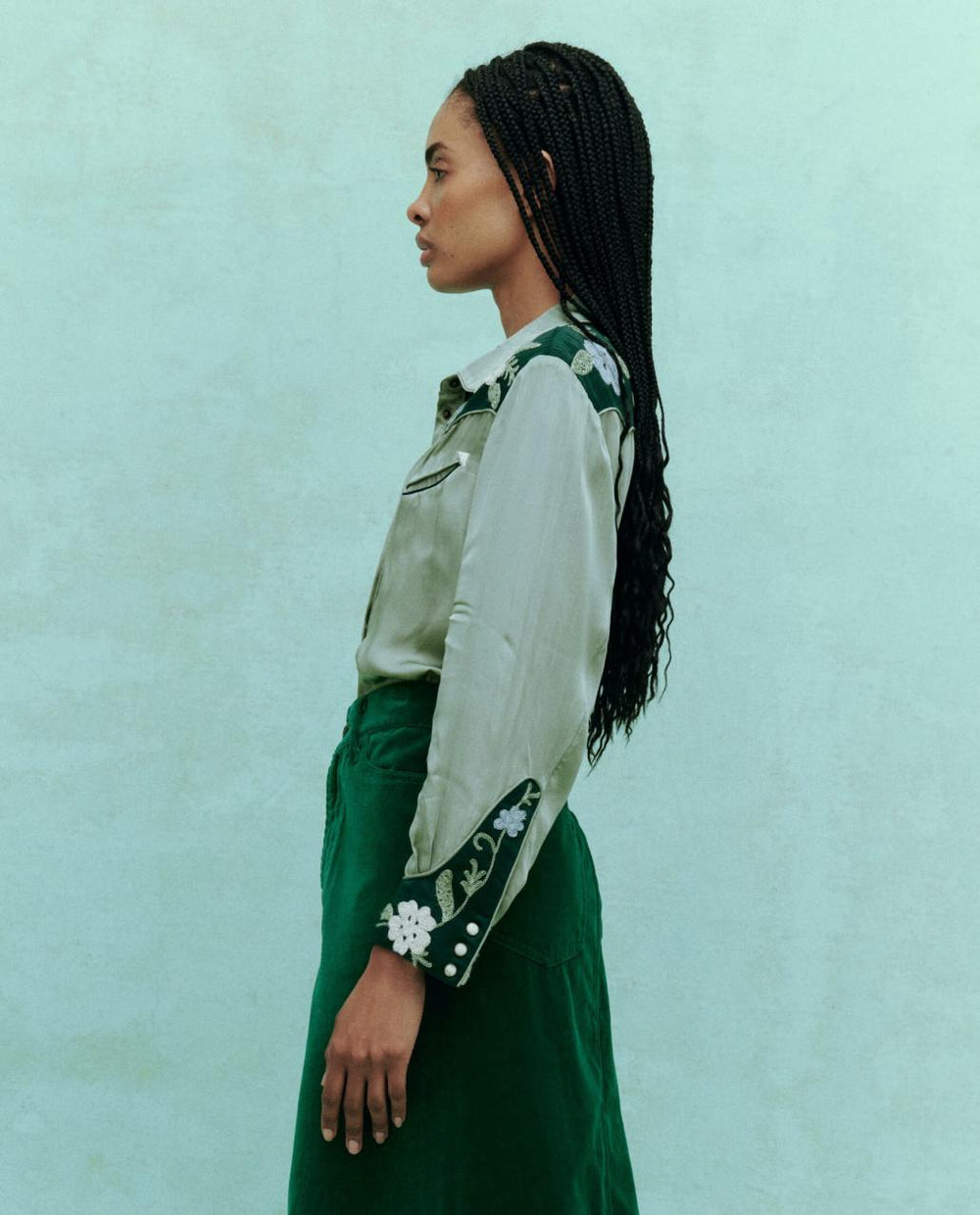 The Great. Tops | The Western Heritage Shirt. Dried Sage - Women