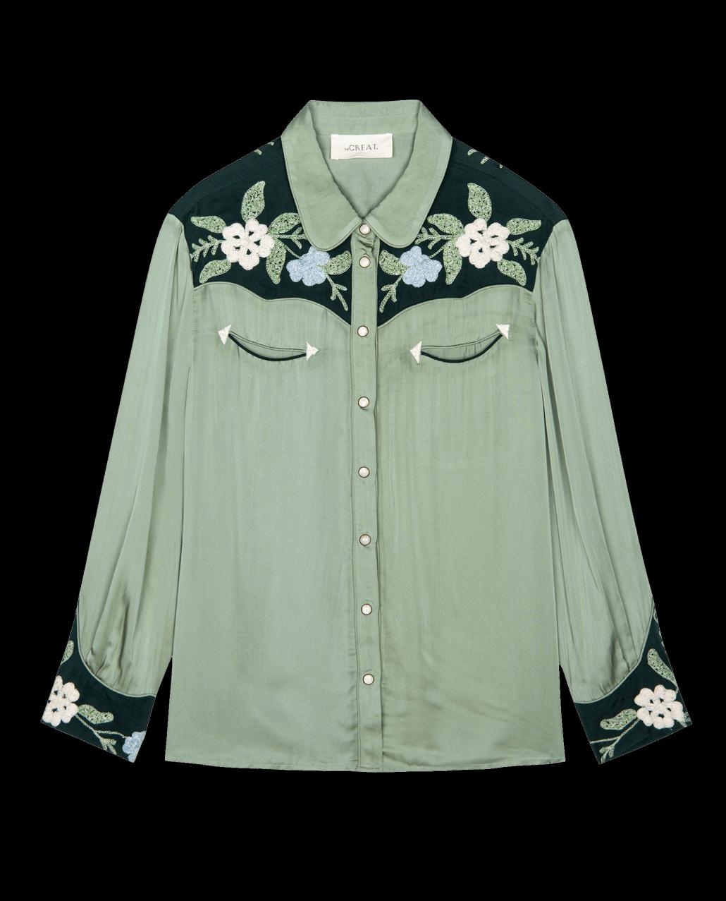 The Great. Tops | The Western Heritage Shirt. Dried Sage - Women