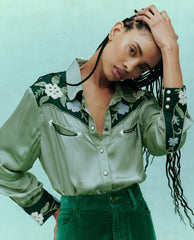 The Great. Tops | The Western Heritage Shirt. Dried Sage - Women